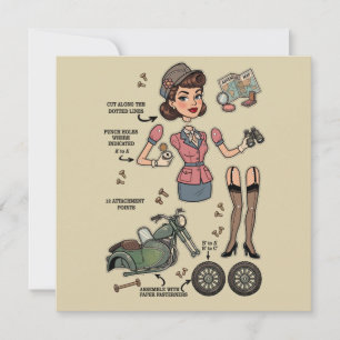 Vintage Stijl Papieren Poppen Kit Avontuur Kaart