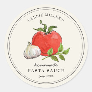 Vintage stijl pastasaus label op lichtgrijs