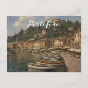 Vintage stijl Portofino Genova Italië Feestdagenkaart