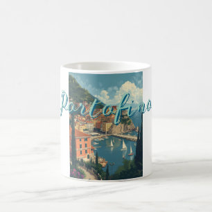 Vintage stijl Portofino Genova Italië Koffiemok