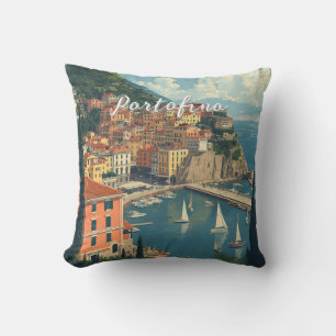 Vintage stijl Portofino Genova Italië Kussen