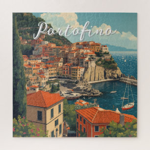 Vintage stijl Portofino Genova Italië Legpuzzel