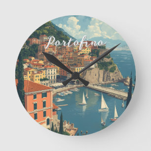 Vintage stijl Portofino Genova Italië Ronde Klok