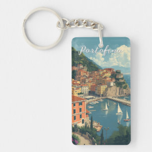 Vintage stijl Portofino Genova Italië Sleutelhanger