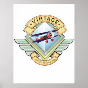 Vintage stijl vlucht badge poster