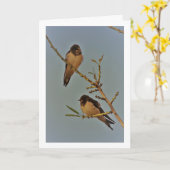 Vintage Stijl Zwaluw Vogels Portret Kaart (Gele Bloem)