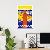 Vintage Stockholm Travel Poster (Bureau à domicile)