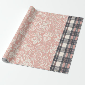 Vintage Stof Roze Toile en Geruite Inpakpapier