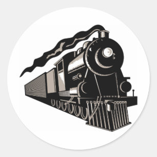 vintage stoomlocomotief ronde sticker