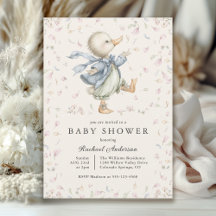 Vintage Storybook Duck Baby Shower Invitation