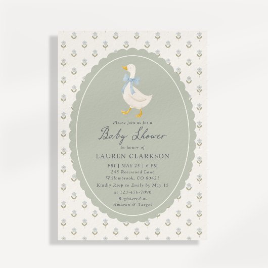 Vintage Storybook Goose Baby Shower Invitation