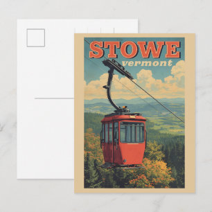 Vintage Stowe, VT buiten winterpaden skislope Briefkaart