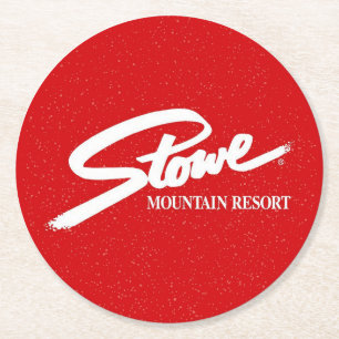 Vintage Stowe, VT buiten winterpaden skislope Ronde Kartonnen Onderzetter
