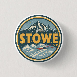 Vintage Stowe, VT buitenwinter trails skihellingen Ronde Button 3,2 Cm