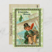 Vintage Str. Patrick's Day Groetings Briefkaart (Voorkant / Achterkant)