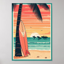 Vintage Strand Surf Print Posters