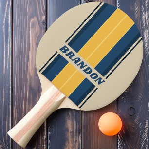 Vintage strand zand plank strepen met naam tafeltennisbatje