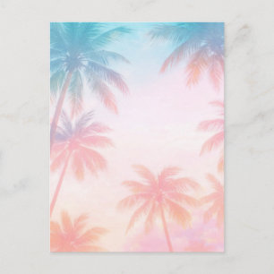 Vintage strand zonsondergang palmbomen pastel briefkaart