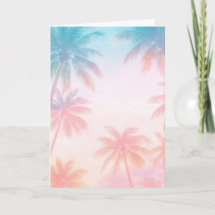 Vintage strand zonsondergang palmbomen pastel      kaart