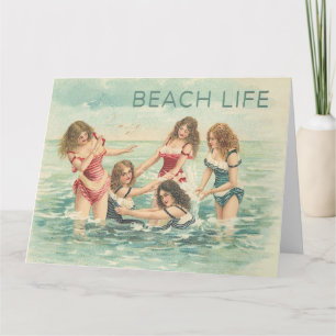 Vintage strandplezier kaart