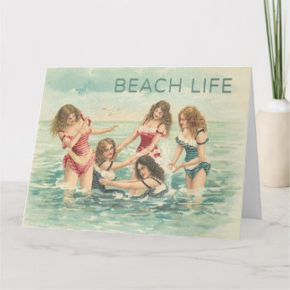 Vintage strandplezier kaart