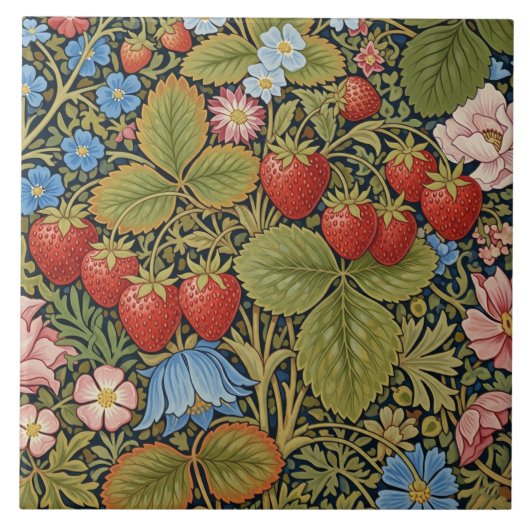 Vintage Strawberries and Flowers Tegeltje (Voorkant)