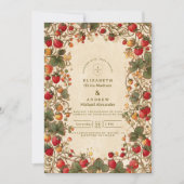 Vintage Strawberry Garden Wedding Kaart (Voorkant)