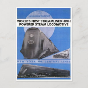 Vintage Streamline-Briefkaart voor stoomlocomotiev Briefkaart