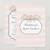 Vintage Stripes Floral Bridal Lunch Invitations (Devant / Derrière)