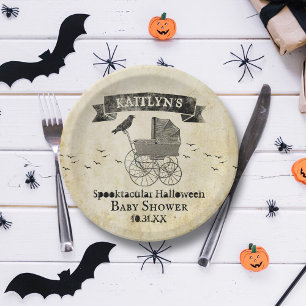 Vintage Stroller Halloween Baby shower Papieren Bordje