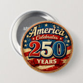 Vintage-Style America's 250th Birthday Button (Voorkant /achterkant)