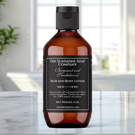 Vintage Style Black Cosmetics Bottle Label