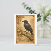 Vintage-Style Crow Illustration Briefkaart (Staand voorkant)