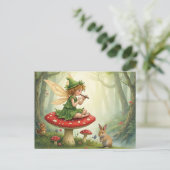 Vintage Style Fairy Tale Flautist Briefkaart (Staand voorkant)