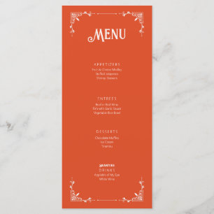 Vintage Style Mariage Événement Menu Carte Plat Or