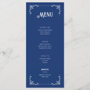 Vintage Style Mariage Événement Menu plat Carte bl