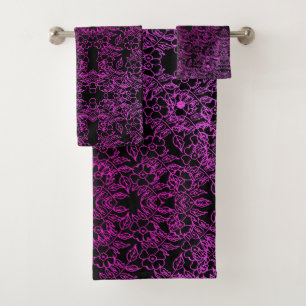 Vintage style Pink Floral imprimé motif sur noir