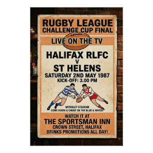 Vintage Style Rugby League Finale 1987 Fan Art Perfect Poster