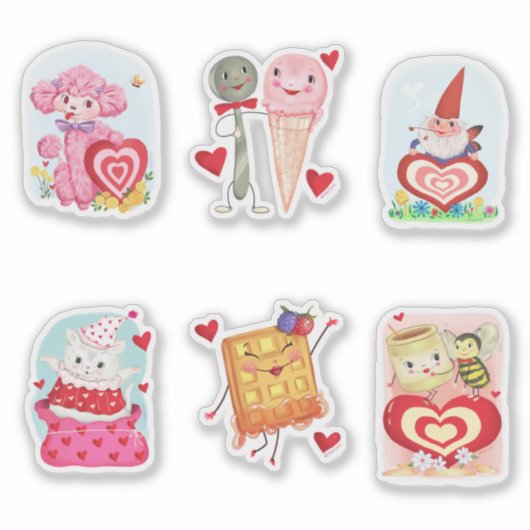 Vintage Style Valentines Sticker Sheet (Devant)