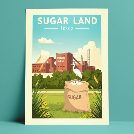 Vintage Sugar Land Texas Briefkaart