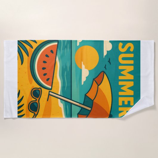 Vintage Summer Beach Vibes Strandlaken (Voorkant)