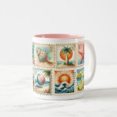 Vintage Summer Stamp Mug – Beach Travel Aesthetic  (Devant droit)