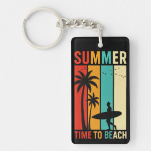 Vintage Summer Surfer Palm Beach Vibes Sleutelhang Sleutelhanger
