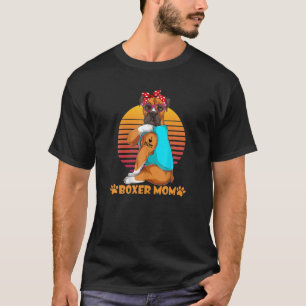 Vintage Sunset Bandana Boxer mama Funny Dog Lover T-shirt