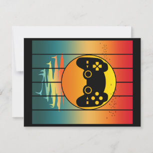 Vintage Sunset Gamer Gaming Computer Game Briefkaart