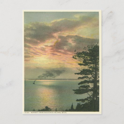 Vintage Sunset Mackinac Michigan Briefkaart (Voorkant)