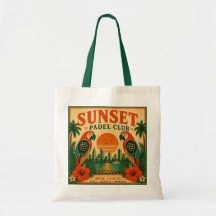 Vintage Sunset Padel Club Papegaai Tote Bag