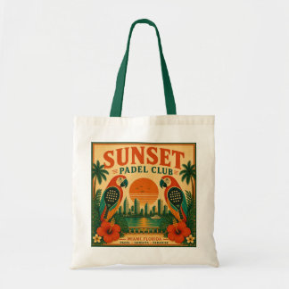 Vintage Sunset Padel Club Papegaai Tote Bag