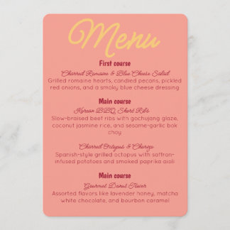 Vintage Sunset Retro Food And Drinks Menu Kaart