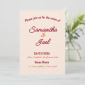 Vintage Sunset Retro Wedding Invitation Kaart (Staand voorkant)